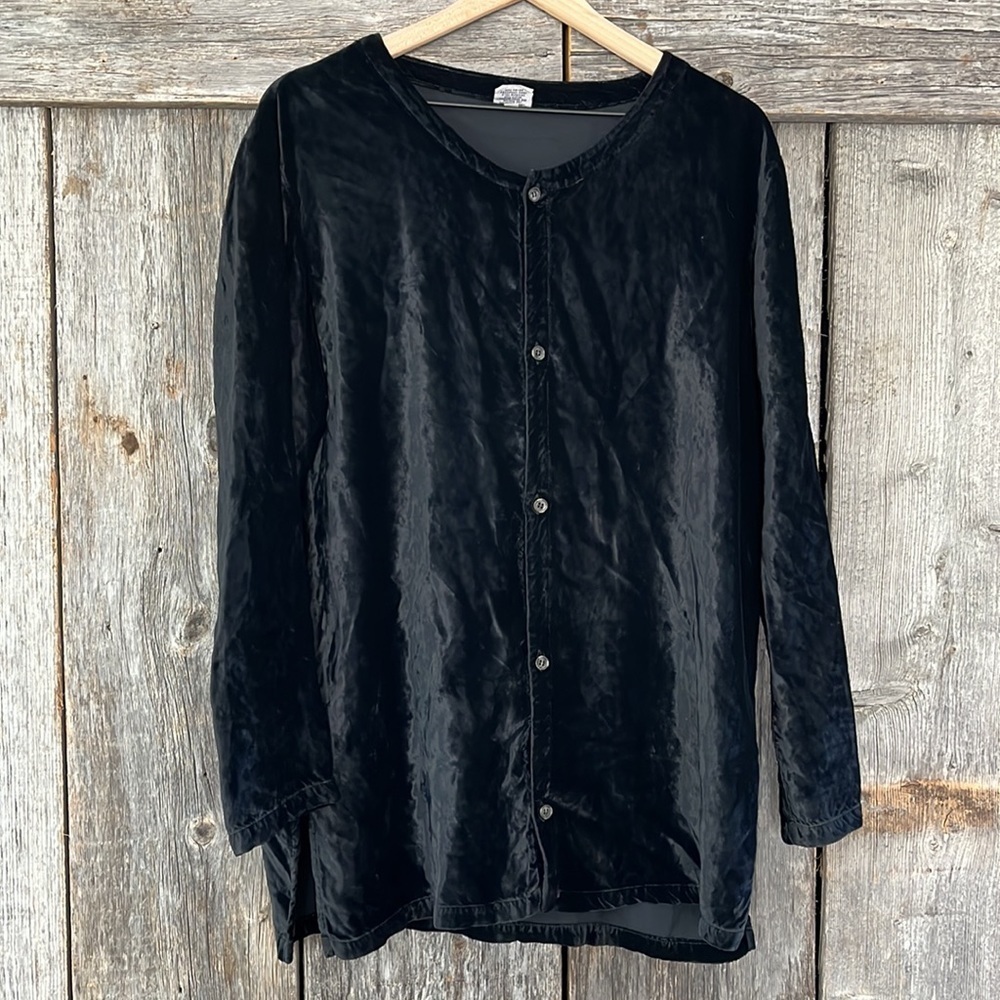 CP Shades Rayon Velvet Button Down Oversized Tunic Top Size Medium